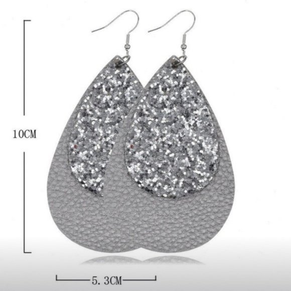 Rose Gold & Pink Faux Leather Teardrop Earrings - Picture 2 of 4